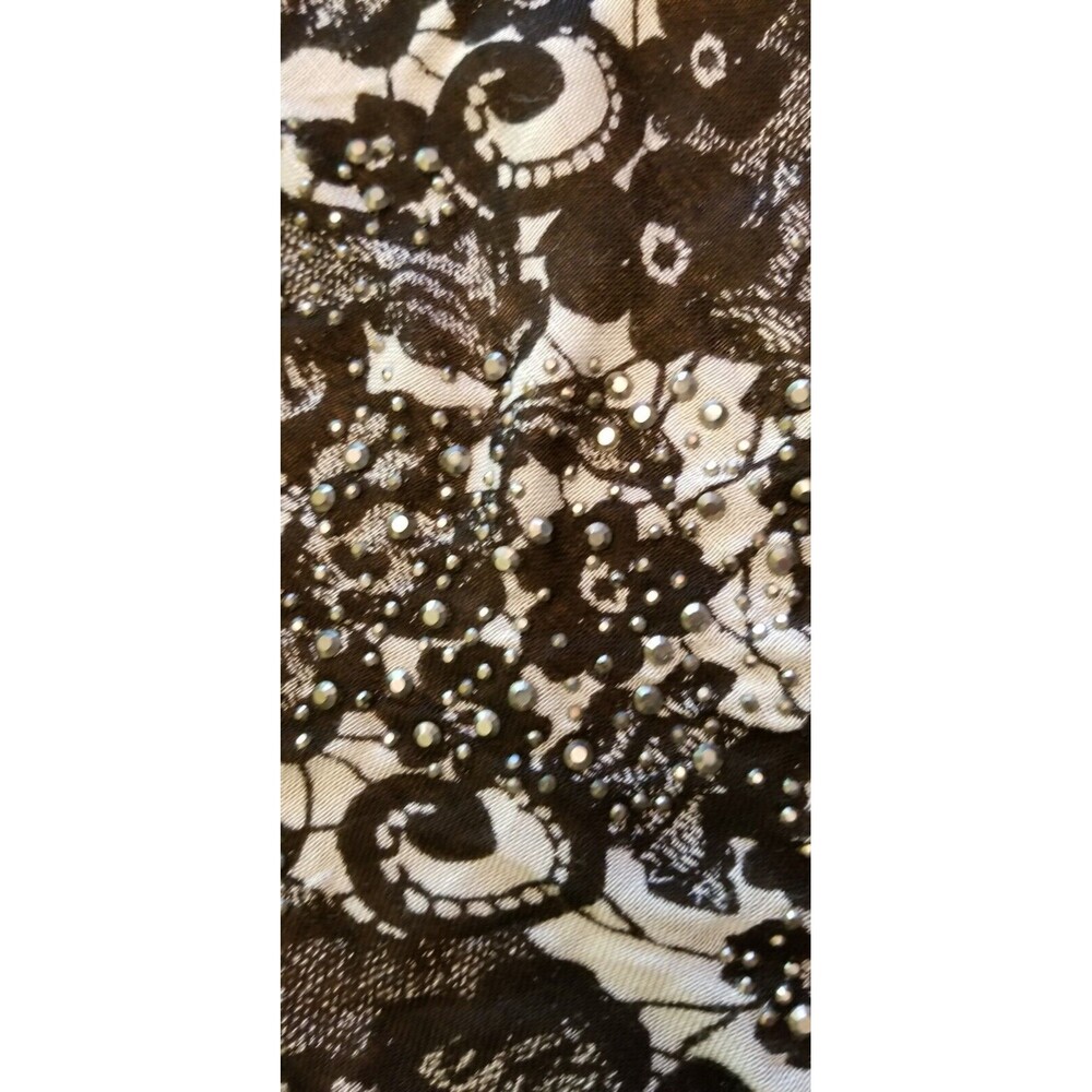 Express Goth Black & White with Rhinestones Cross Viscose Scarf with Tag